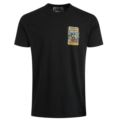 Weird Fish mens Parrots Caribbean tee black t-shirt with colourful parrot graphic on chest