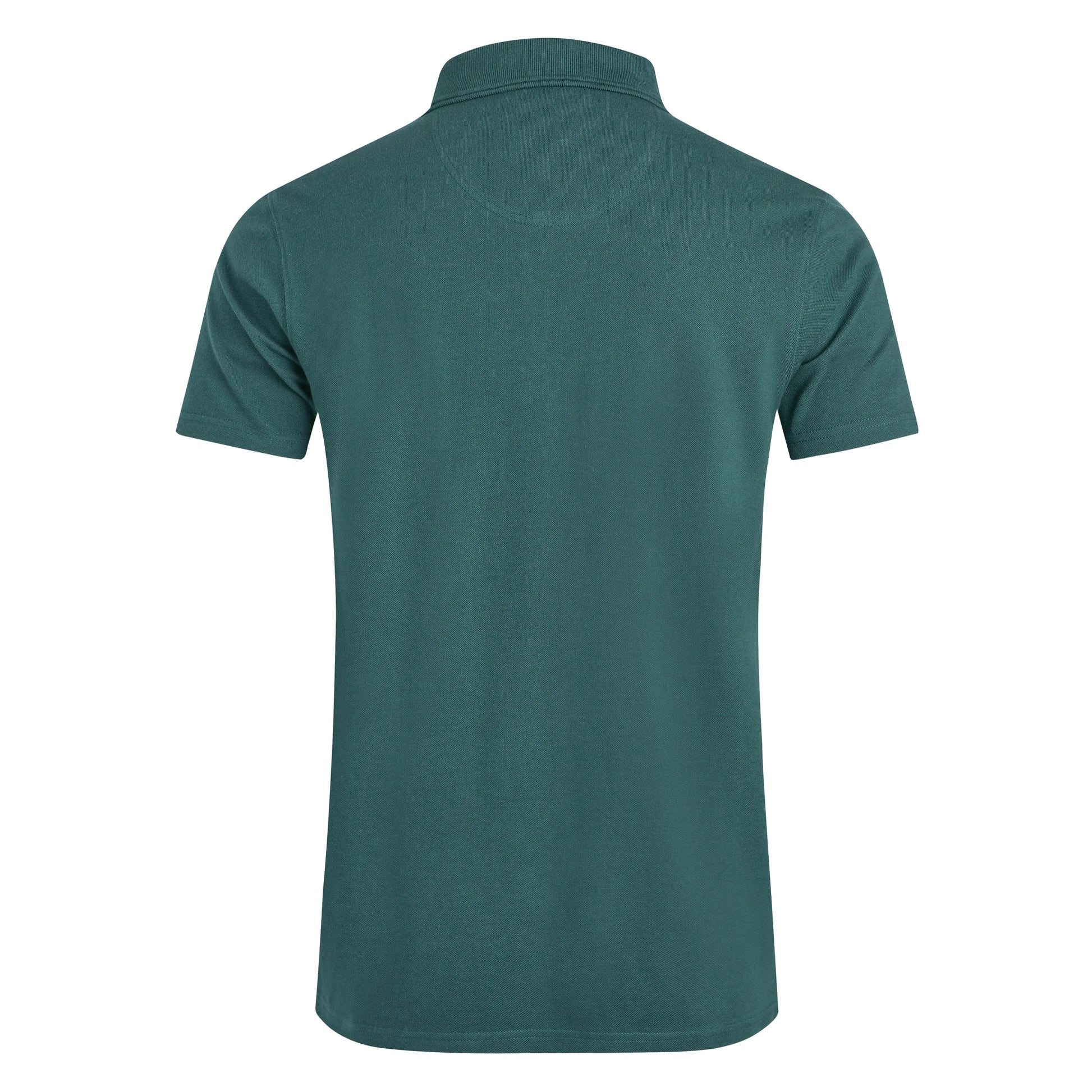 Back view of Weird Fish mens polo shirt Forest Green with short sleeves and classic collar