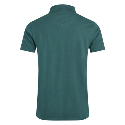 Back view of Weird Fish mens polo shirt Forest Green with short sleeves and classic collar