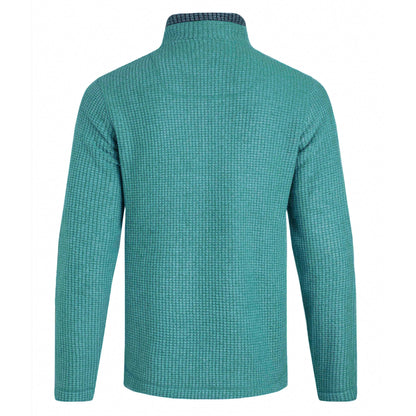 Weird Fish mens Shires full zip grid fleece Leaf Green shown from the back with textured fabric