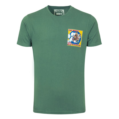 Front view of a Weird Fish men's short sleeve The Whoot 'My Heneration' printed t-shirt in Dusky Green