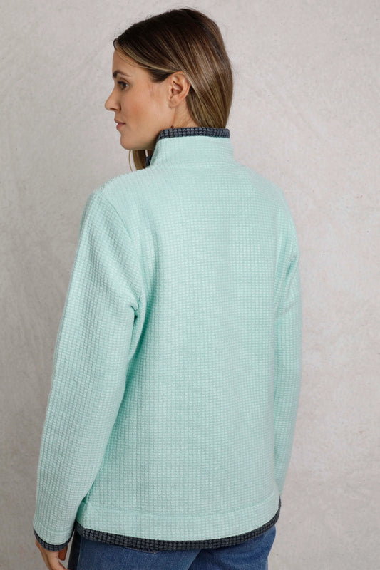 Weird Fish Ariana fleece jacket in mint green with a stylish collar for outdoor comfort
