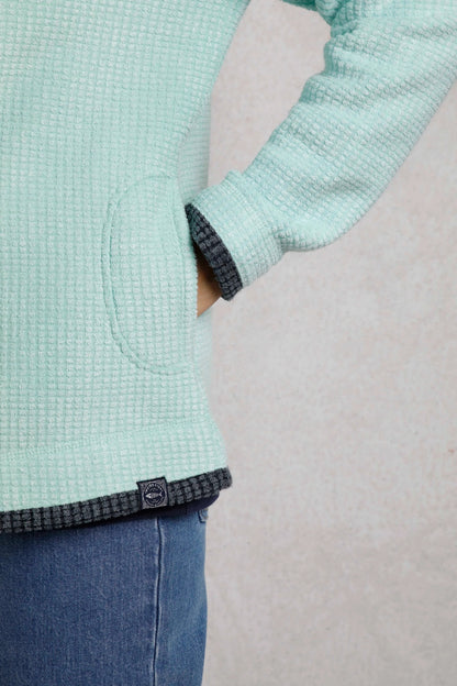 Weird Fish Ariana fleece jacket in teal with textured fabric and contrasting cuffs