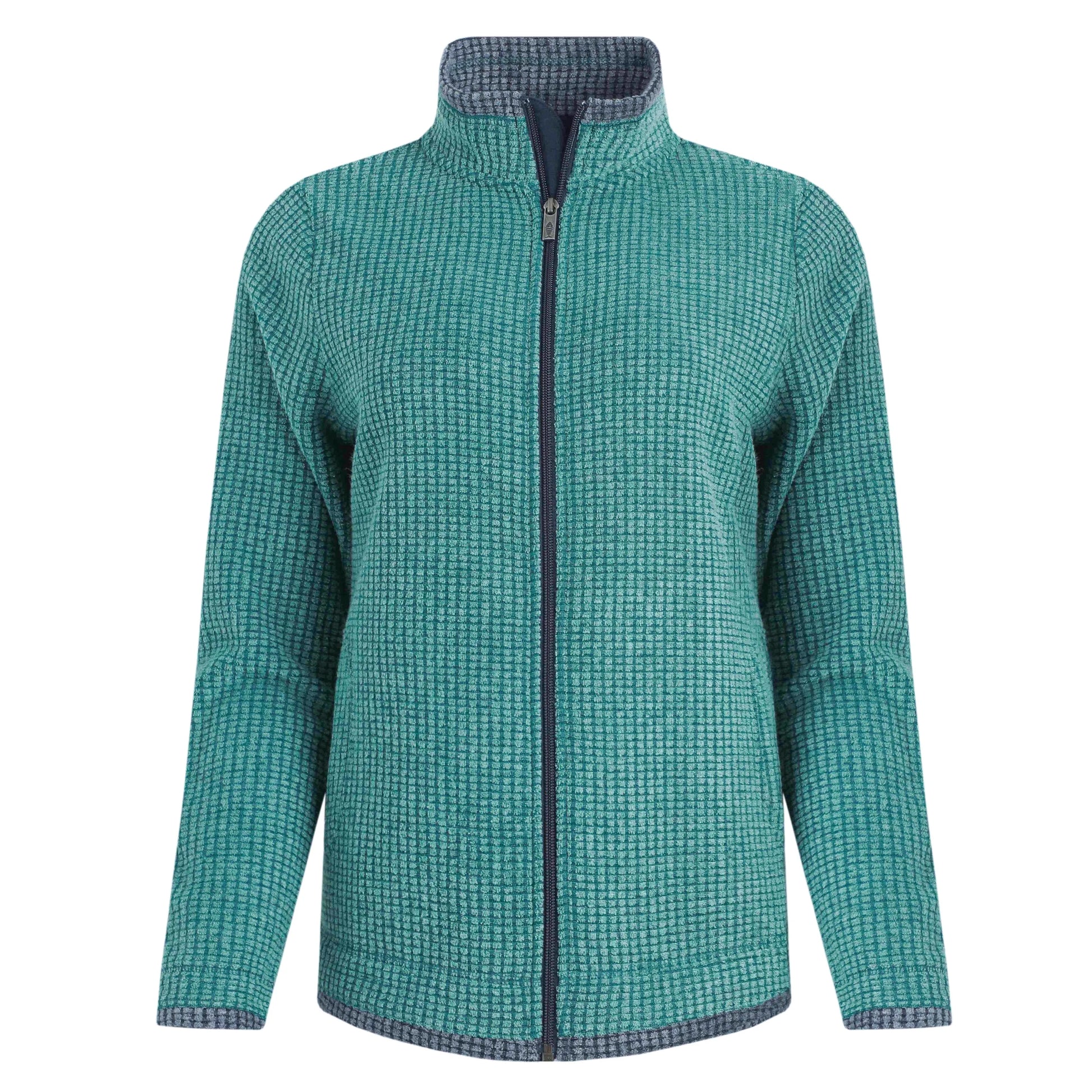 Weird Fish womens Ariana zip grid fleece green full zip front textured warm outdoor jacket