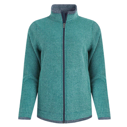 Weird Fish womens Ariana zip grid fleece green full zip front textured warm outdoor jacket