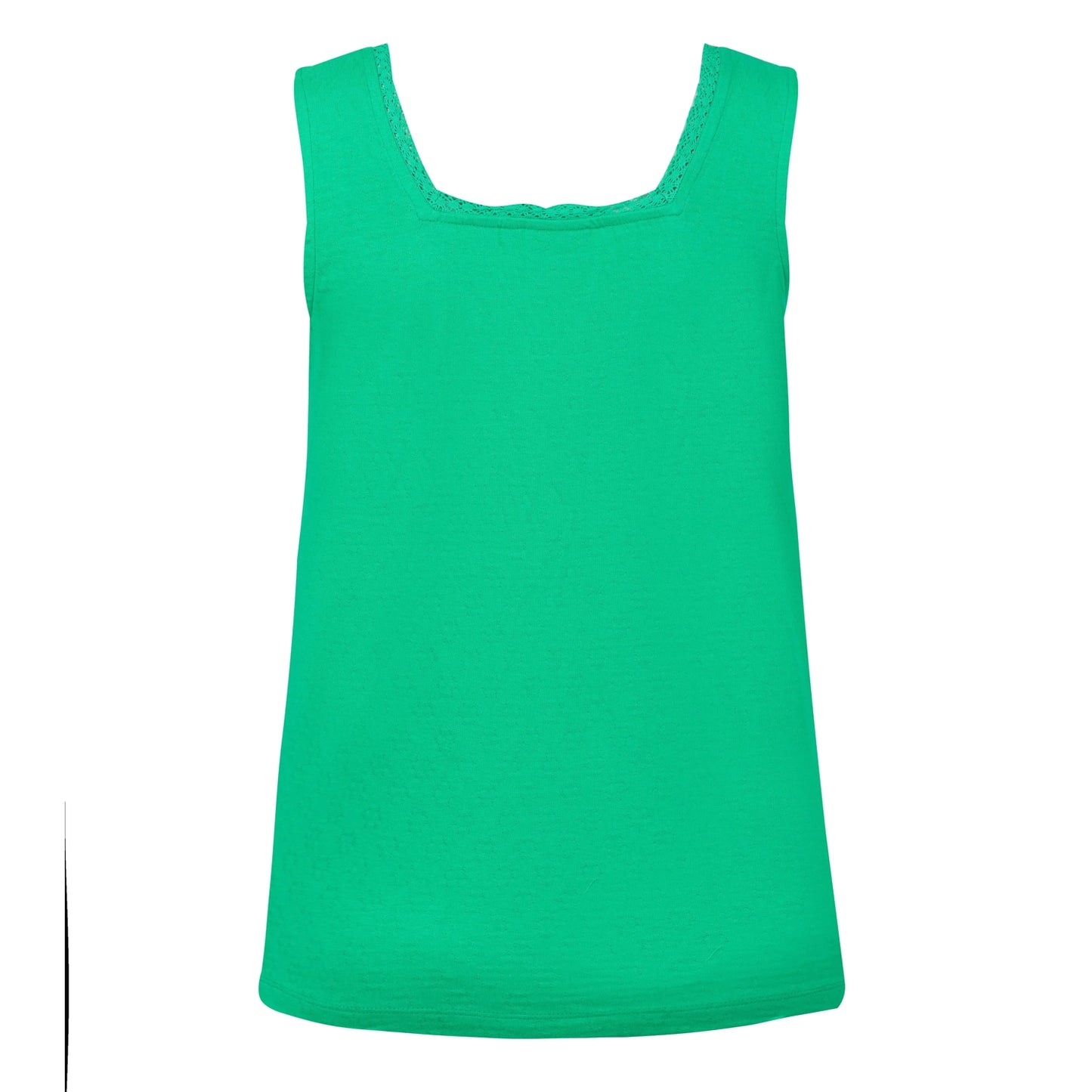 Back view of a womens Weird Fish Chelle square neck vest in Gumdrop Green