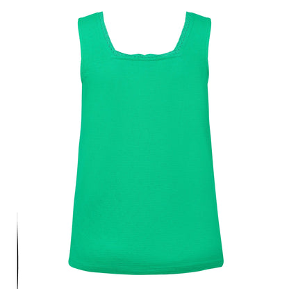 Back view of a womens Weird Fish Chelle square neck vest in Gumdrop Green