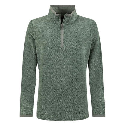 Front view of a womens Weird Fish 1/4 zip Sarah fleece in Military Green.