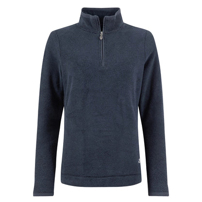 Front view of a womens Weird Fish 1/4 zip Sarah fleece in Midnight Navy