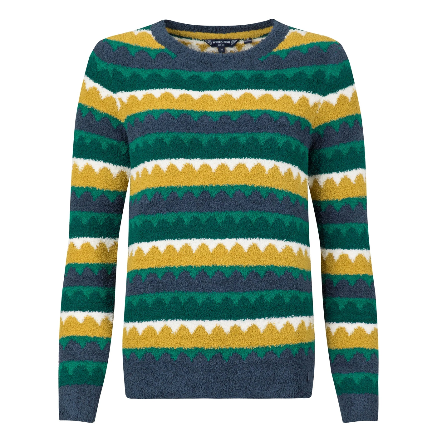 Weird Fish Womens Tyla Cosy Knit Scalloped Jumper Antique Moss Green