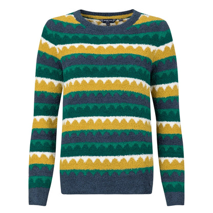 Weird Fish Womens Tyla Cosy Knit Scalloped Jumper Antique Moss Green