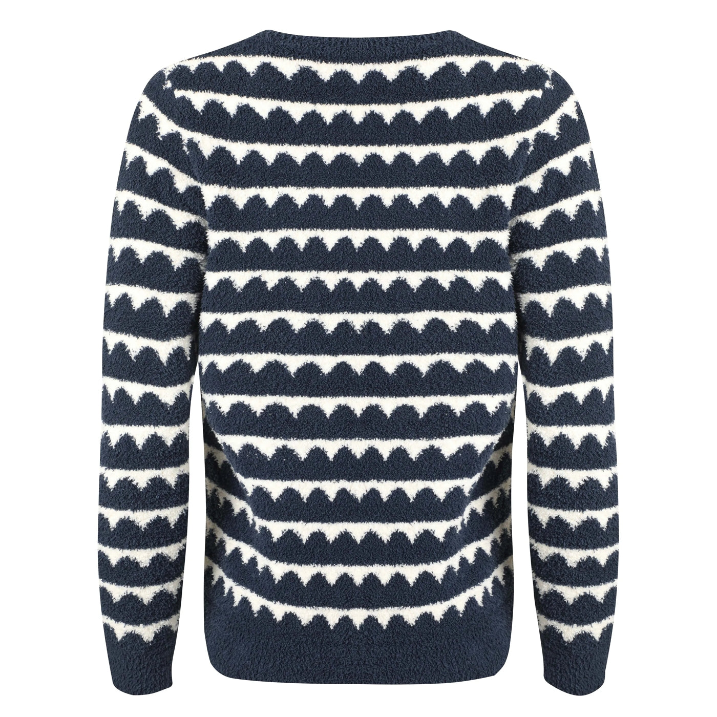 Weird Fish Womens Tyla Cosy Knit Scalloped Jumper Navy