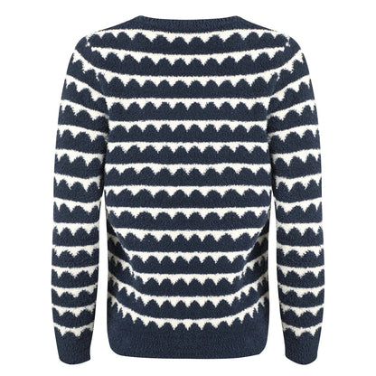 Weird Fish Womens Tyla Cosy Knit Scalloped Jumper Navy