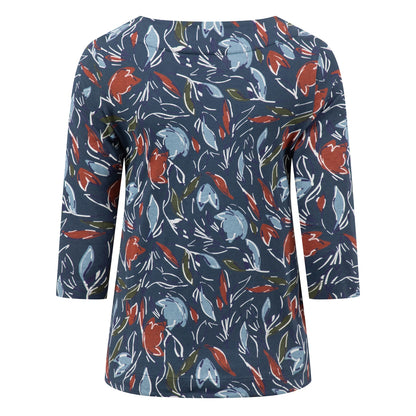 Weird Fish womens floral patterned 3/4 sleeve t-shirt on a white background