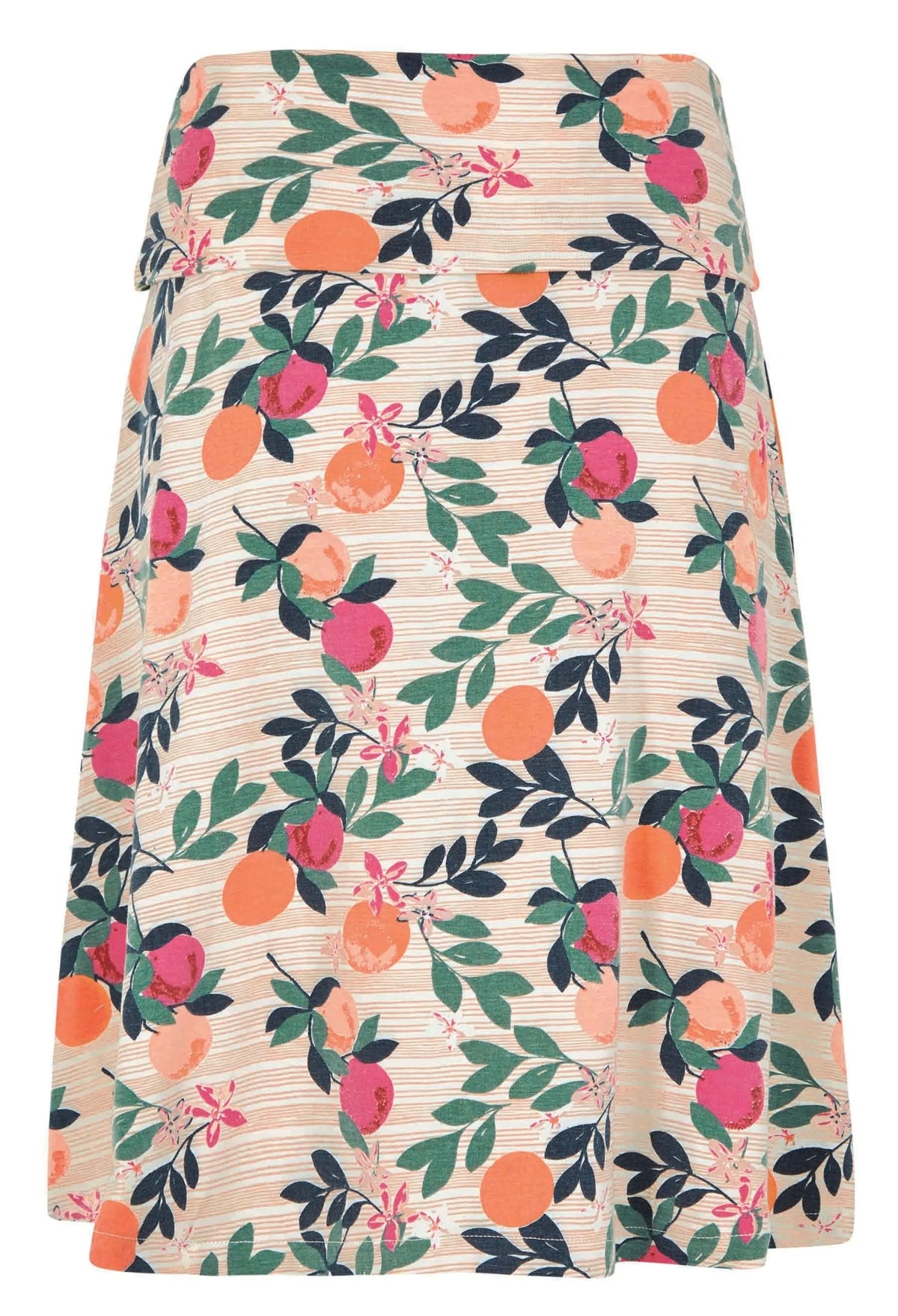 Weird Fish women's Cantaloupe fruit print Malmo jersey skirt.