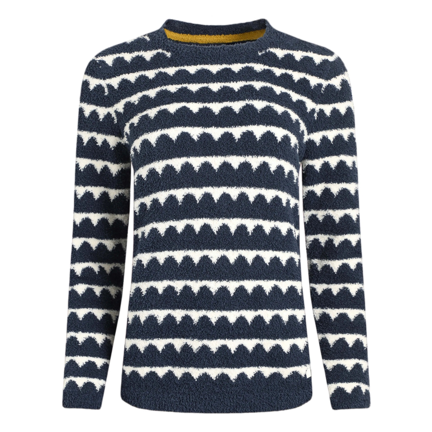 Weird Fish Womens Tyla Cosy Knit Scalloped Jumper Navy
