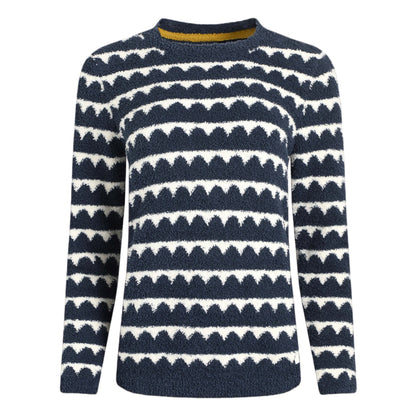 Weird Fish Womens Tyla Cosy Knit Scalloped Jumper Navy