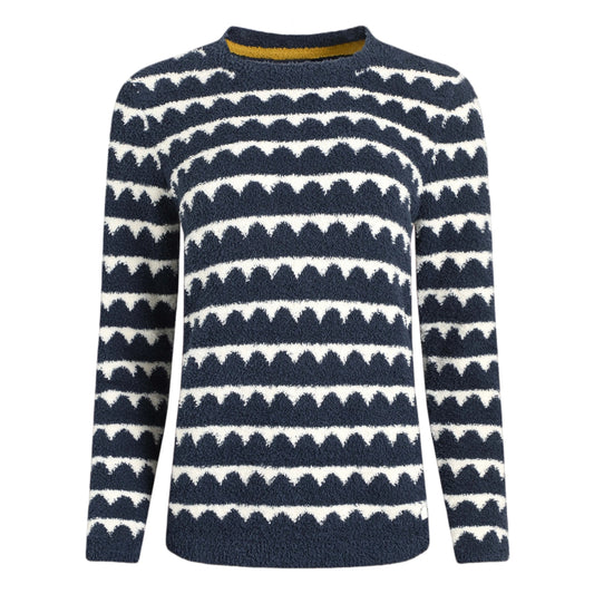 Weird Fish Womens Tyla Cosy Knit Scalloped Jumper Navy
