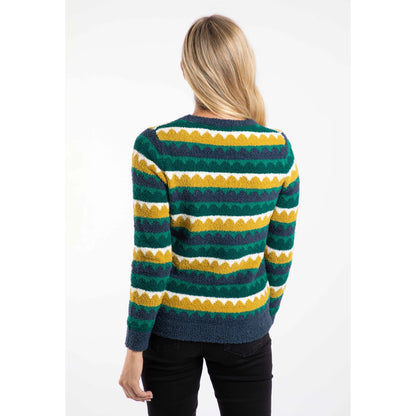 Weird Fish Womens Tyla Cosy Knit Scalloped Jumper Antique Moss Green