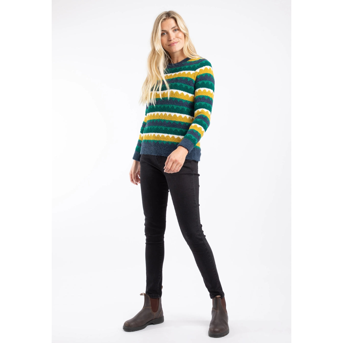 Weird Fish Womens Tyla Cosy Knit Scalloped Jumper Antique Moss Green