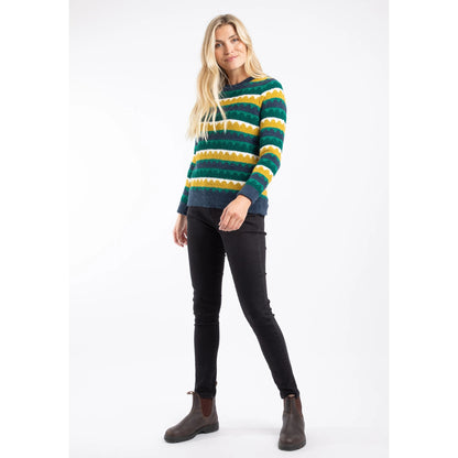 Weird Fish Womens Tyla Cosy Knit Scalloped Jumper Antique Moss Green