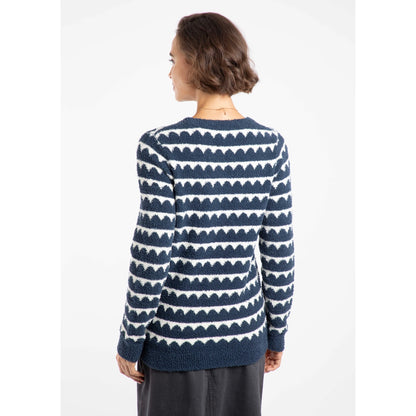 Weird Fish Womens Tyla Cosy Knit Scalloped Jumper Navy