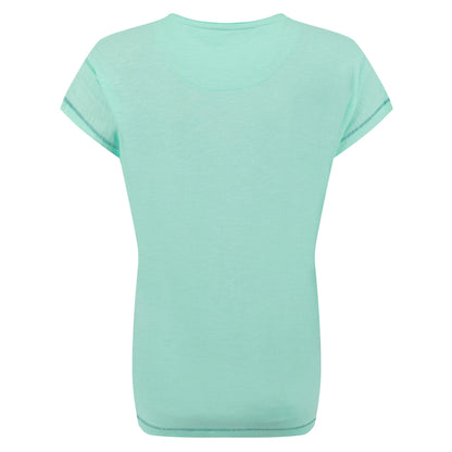 Back view of a womens Weird Fish Walking Club Mint green t-shirt on a white background