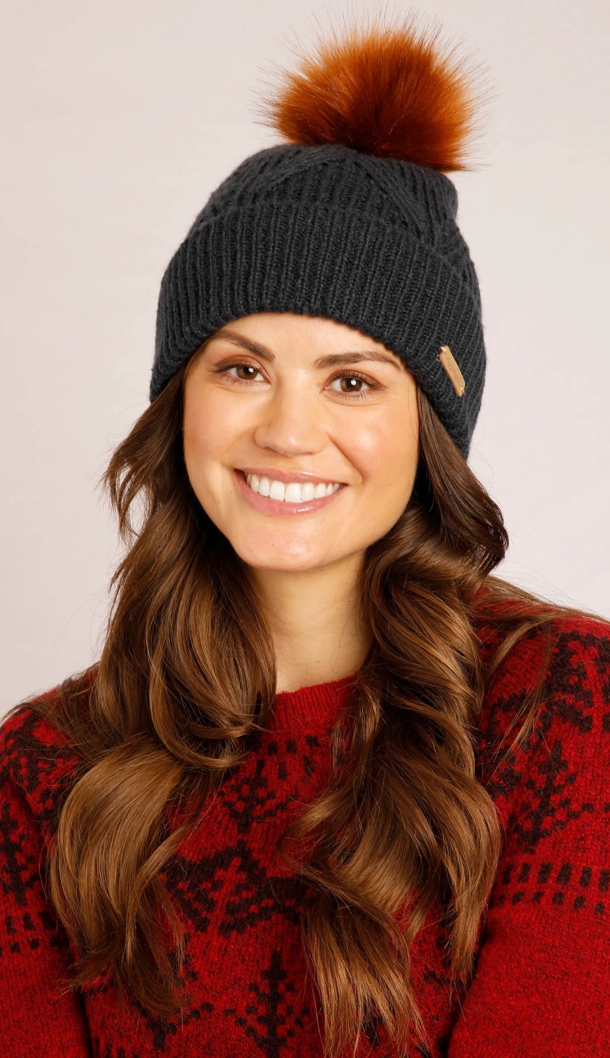 Weird Fish Allium Knitted Bobble Hat - Navy