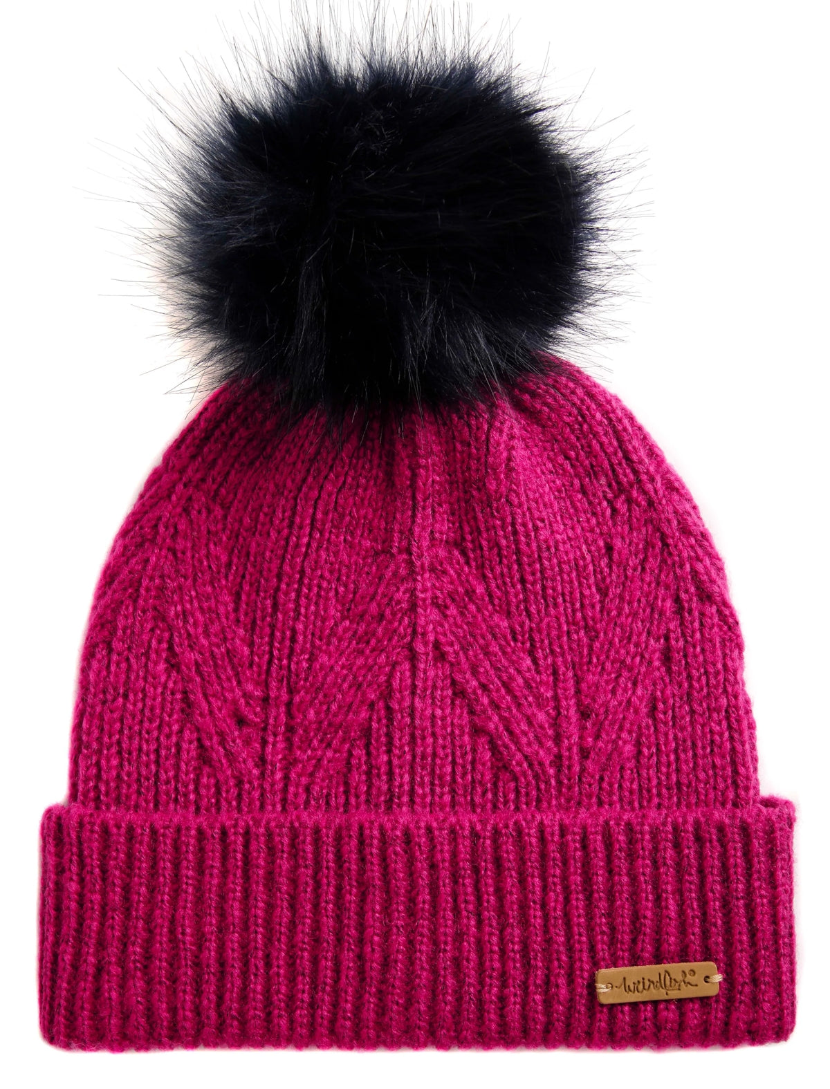 Weird Fish Allium Knitted Bobble Hat - Magenta
