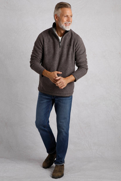 Weird Fish Mens Newark 1/4 Zip Grid Fleece - Coffee