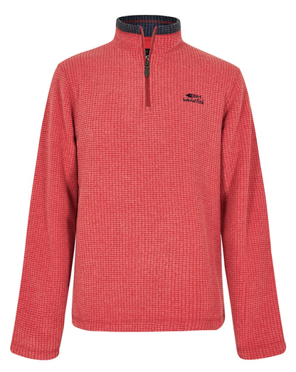 Weird Fish Mens Newark 1/4 Zip Grid Fleece - Barberry Red