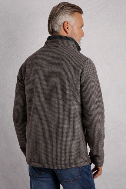 Weird Fish Mens Newark 1/4 Zip Grid Fleece - Coffee