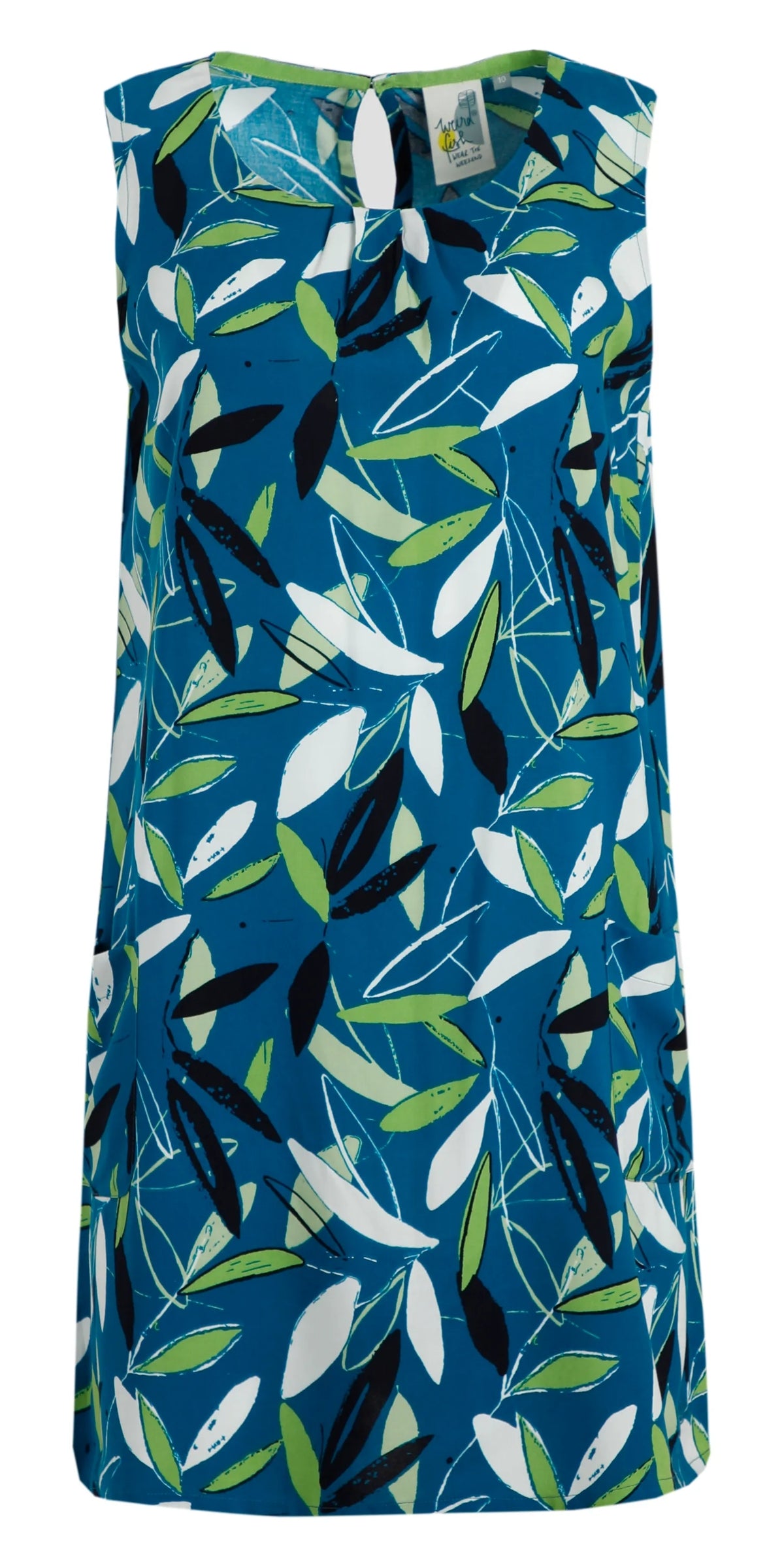 Women's Deep Sea Blue with leaf print viscose Juhi tunic from Weird Fish.