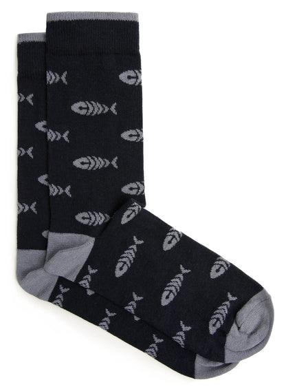 Weird Fish Mens 'Ronan' 3 Pack Socks - Navy / Red / Grey