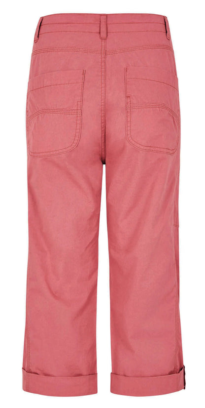 Weird Fish Salena women's pocket crop trousers in Rosewood Pink.