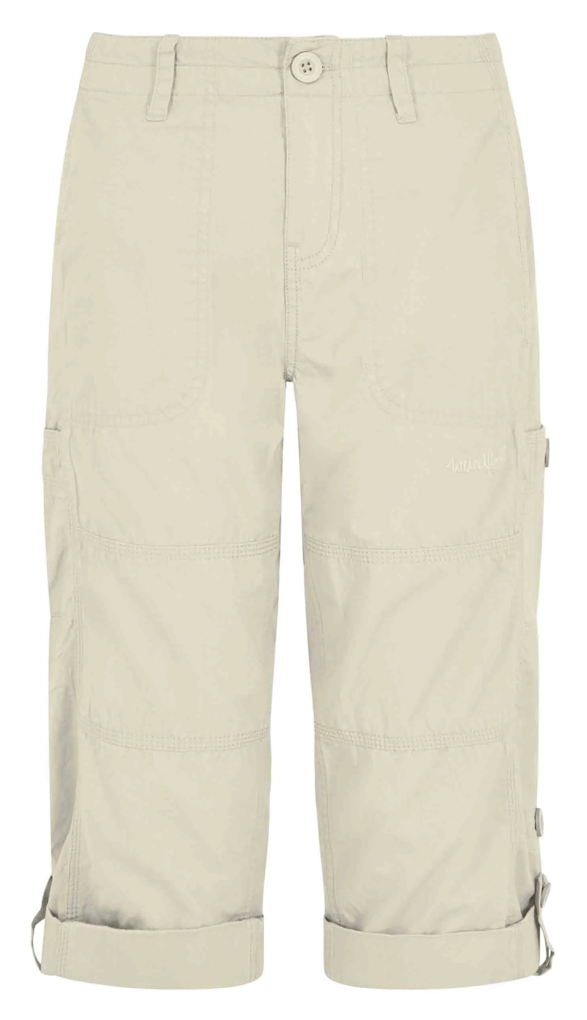Oyster coloured womens Salena turn up 3/4 length crop trousers from Weird Fish.