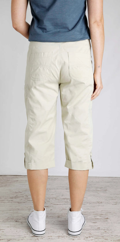 Weird Fish women's 19166 Salena 3/4 length crop trousers in Oyster.