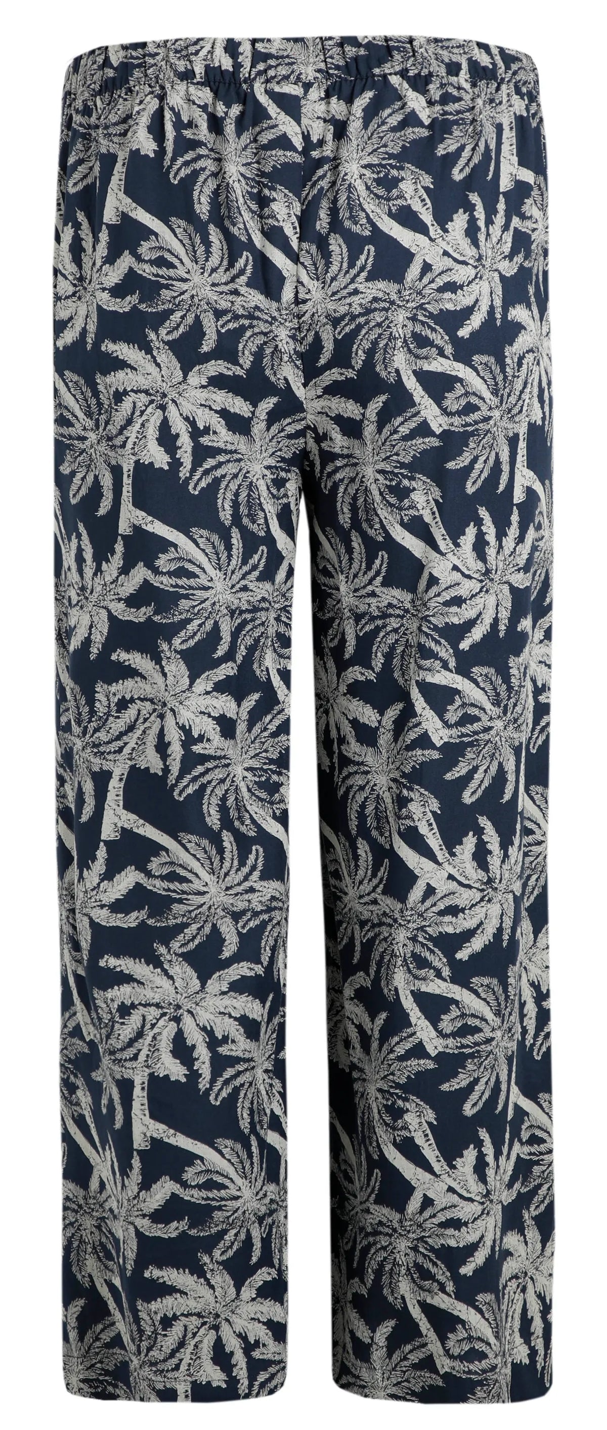 Lightweight palm tree printed crop trousers.