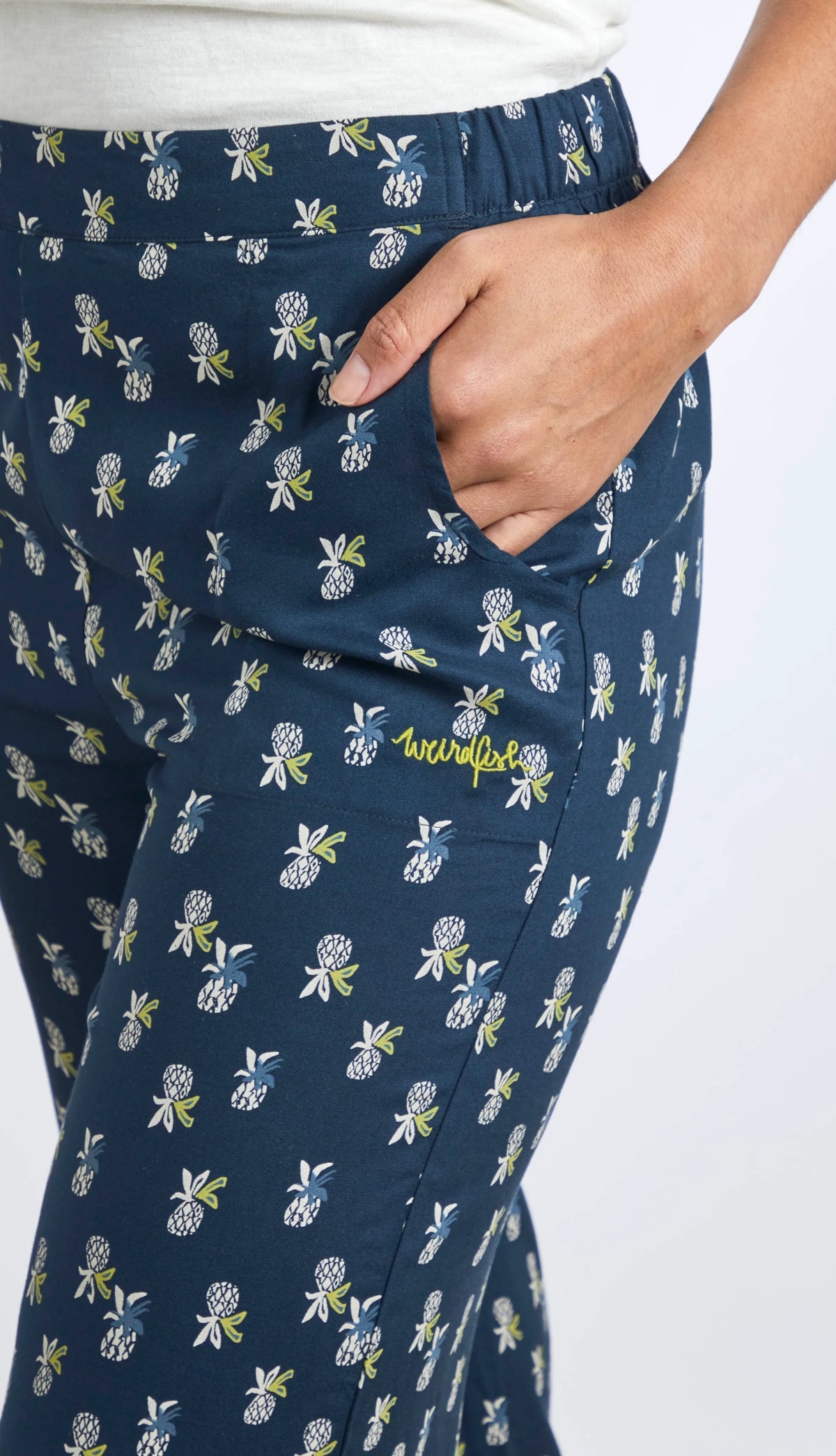 Crop trousers with a pineapple pattern for women from Weird FIsh.