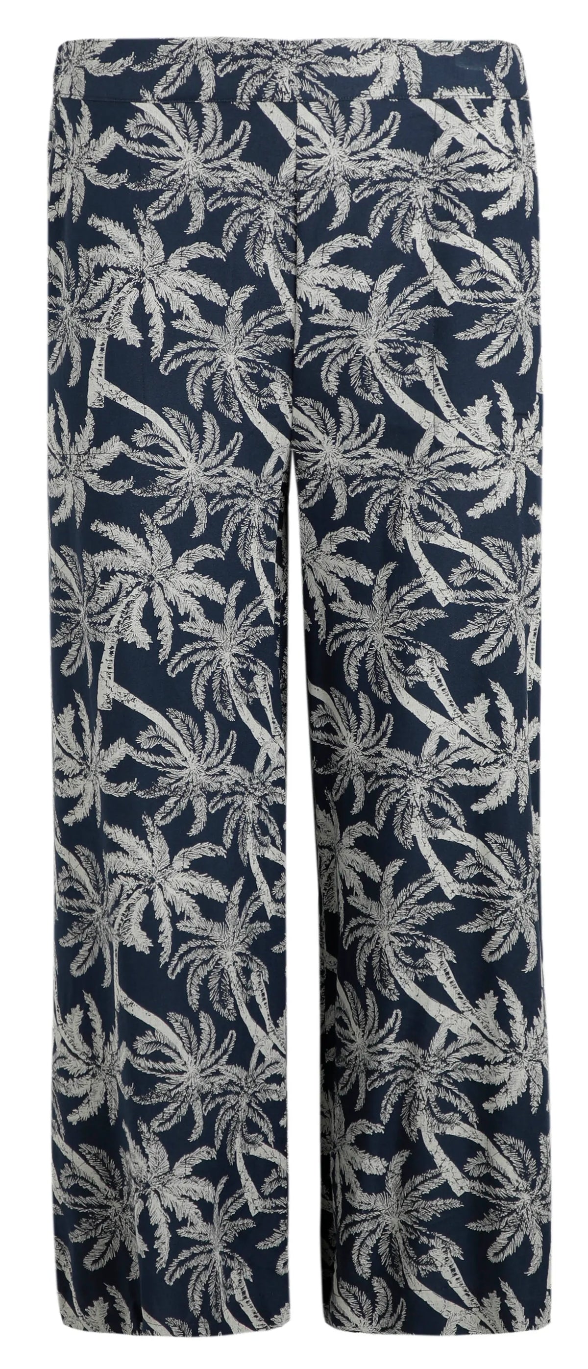 Womens's Weird Fish crop trousers with a palm tree print.