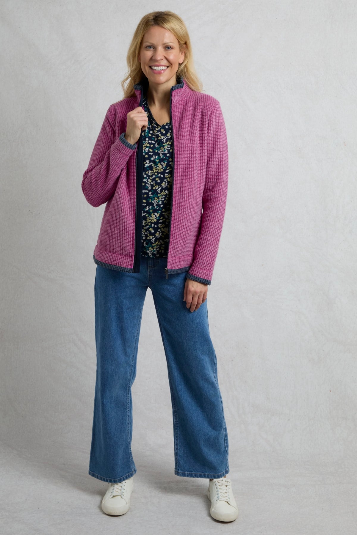 Weird Fish Womens Ariana Full Zip Grid Fleece - Dark Raspberry
