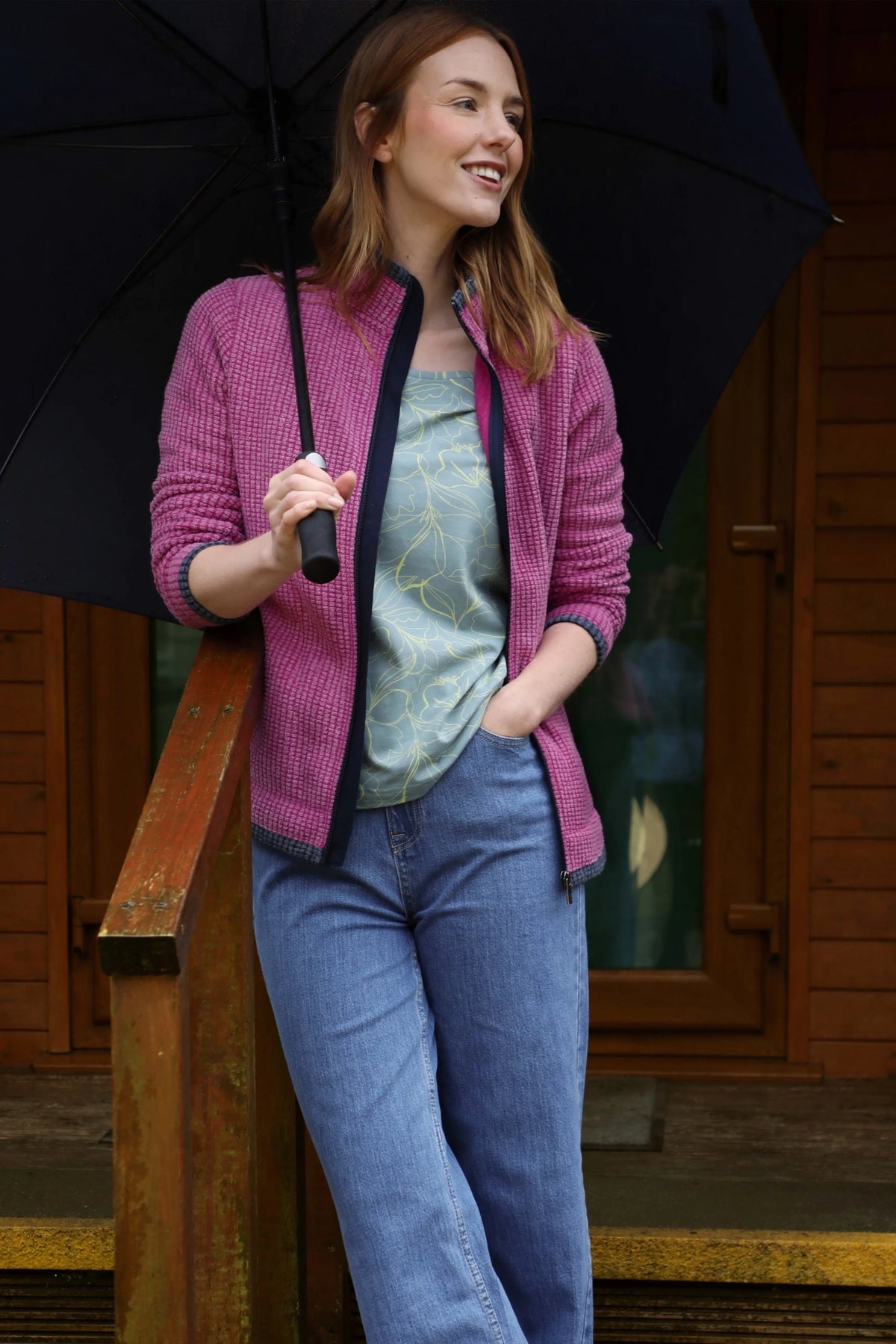 Weird Fish Womens Ariana Full Zip Grid Fleece - Dark Raspberry