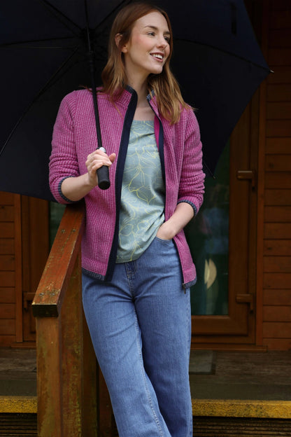 Weird Fish Womens Ariana Full Zip Grid Fleece - Dark Raspberry