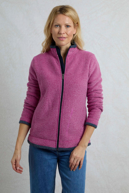 Weird Fish Womens Ariana Full Zip Grid Fleece - Dark Raspberry