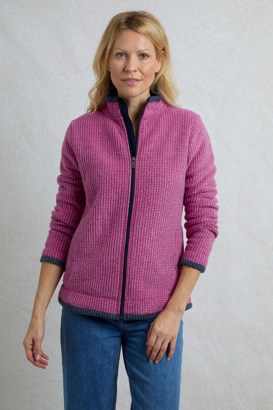 Weird Fish Womens Ariana Full Zip Grid Fleece - Dark Raspberry