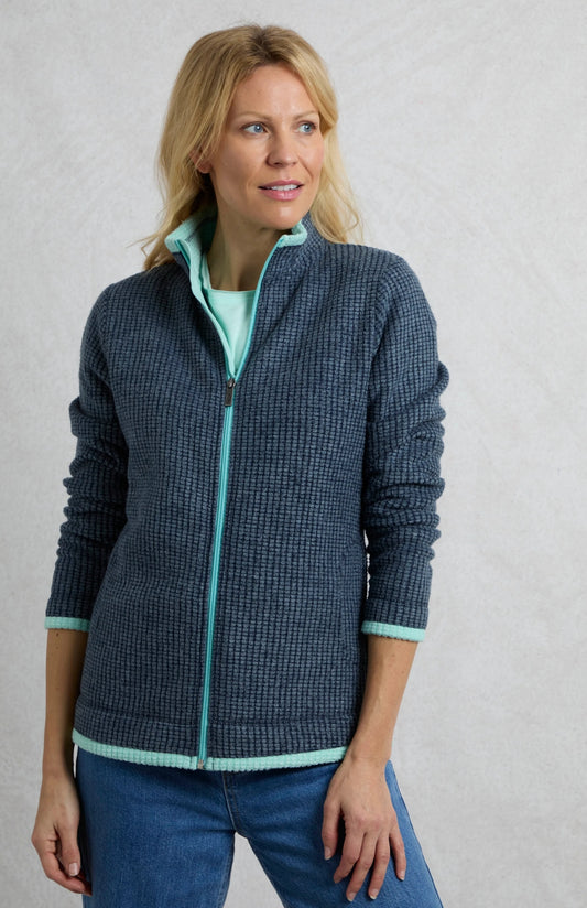 Weird Fish Womens Ariana Full Zip Grid Fleece - Rich Navy