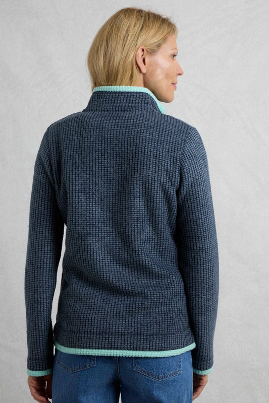Weird Fish Womens Ariana Full Zip Grid Fleece - Rich Navy