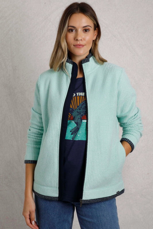 Weird Fish Womens Ariana Full Zip Grid Fleece - Seaspray