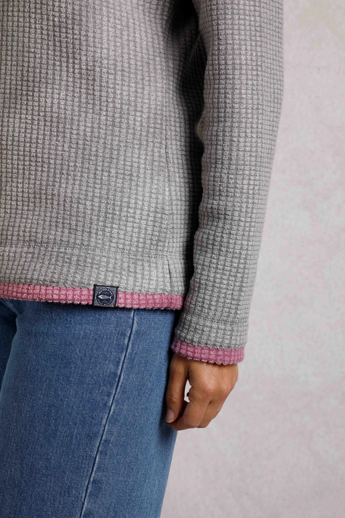 Weird Fish Womens Beye 1/4 Zip Grid Fleece - Frost Grey