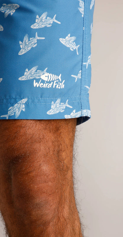 Weird Fish Mens Marina Printed Board Shorts - Blue Sapphire / Flying Fish Print